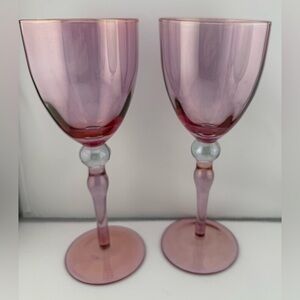 2 Iridescent rose/pink 12oz wine glasses.
